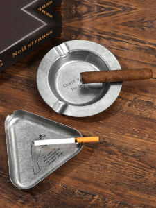 Retro Silver Metal Cigar Stainless Steel Ashtray for Bar Hotel Restaurant Creative Gift Fashion Ashtray Bar Accessories