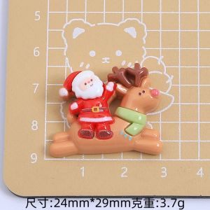 5Pcs Christmas Resin Flatback Santa Claus Reindeer Gingerbread Man DIY Scrapbooking Hair Accessories Craft Decor Christmas Decor