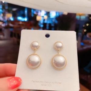 ANTING KOREA RETRO PEARL ANTING TITANIA TUSUK ANTI KARAT GIWANG ELEGANT AKSESORIS WANITA ANT44