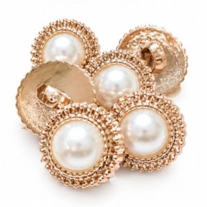 COD 50/100pcs kancing baju jamur motif mutiara-kancing emas permata AGIO