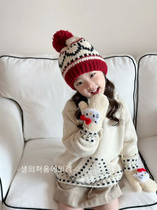 Mũ Len Trùm Đầu Thêu Tua Rua Cho Bé Gái Mũ Len Giữ Ấm Tai Mùa Đông Mũ Trẻ Em Phong Cách Hàn Quốc Đi Chơi