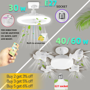 Ceiling Fan Light E27 Remote Control with Light 30W fan light ceilings fan for Garage Bathroom Bedroom Kitchen