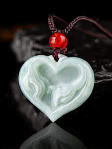 Natural Myanmar Genuine Goods Fake Jadeite Jade Heart Shape Holding Hands Jade Pendant Pendants with Certificate