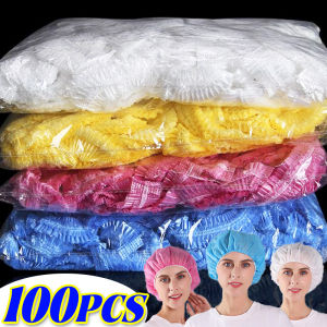 100 cái/bộ nhựa dùng một lần mũ tắm không thấm nước cho nữ Spa Salon Tóc Đẹp mũ tắm đàn hồi Mũ đồ dùng phòng tắm