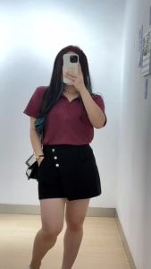 3381 TIRZA ZIPPER BUSUI TOP KNIT TOP BLOUSE STRETCH