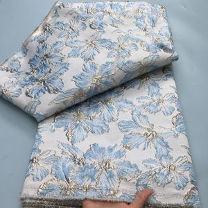 2025 African Jacquard Lace Fabric Gilding Nigerian Brocade Lace Fabric High Quality 5 Yards for French Wedding Dress Sew A4261