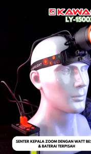 Kawachi Senter Kepala Zoom 150 Watt LY-1500Z LED Laser Baterai Pisah 18650 20000mAh 5 Mode Cahaya Tahan 24 Jam Nonstop + 20W IP66