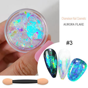 0.1g/Jar Chameleon Aurora Nail Art Opal Powder Mirror Effect Iridescent Mermaid Brocade Flakes Utra-Thin Manicure Glitter Sequin