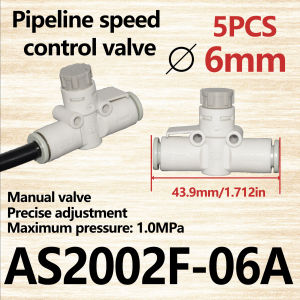 2/3/5pcs SMC Type Pneumatic pipeline speed control valve AS1002F/2002F/2052F/3002F Graduated pipeline throttle valve Fitting