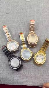 GRAMOCK 44MM NH34 NH35 ETA2824 PT5000 Mens Silver Gold/Rose Gold SEA Stainless Steel Watch Case Strap Ceramic Bezel Gold Number