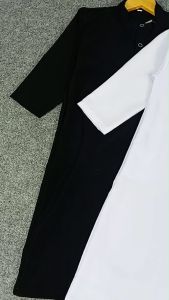 Jubah muslim anak laki-laki hitam putih free peci bahan wolpis premium terbaru