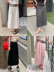 สูง เอว ทรงเอ Mini กระโปรง เข็มขัดคู่ ขอบรุ่ย Hem เดนิม Frock สไตล์เกาหลี เดินทางสีบริสุทธิ์ ฤดูใบไม้ผลิ ฤดูกาลความยาวปานกลาง