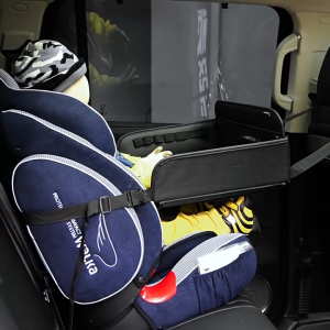 Car Safety Seat Table Kids Backseat Travel Tray Waterproof Leather Backseat Snack Organzier