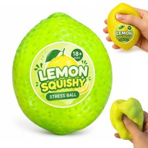 Aitemay 5PCS Crunchy Lemon Squishy Toy - Color Changing Sensory Ball for Stress Relief Realistic Fruit Design with ASMR Sound