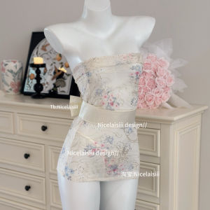 Nicelaisiii Artistic Memory Journal Ultra แขนสั้นเซ็กซี่สาวหวานพิมพ์ชุดโรแมนติกชุดนอนสําหรับเยาวชน