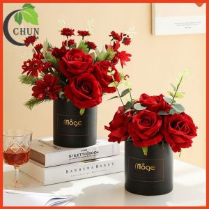 Hoa giả bình hoa cao 20-35cm nhiều mẫu trang trí bàn kệ tủ giá sách