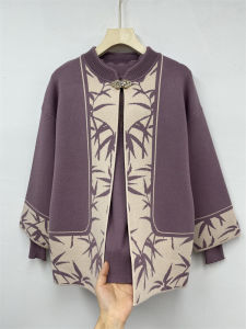 New Chinese Style Autumn Outfit Knitted Jacket 2025 New Fashion Grandmother Style Womens Sweater Two-Piece Set Elegant Mommy Look