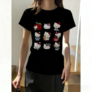 Sanrio | 2026 Summer Hello Kitty Nine Squares Multi Style Theme Cotton Printed Oversized Loose T-shirt Adult Children Parent Tops