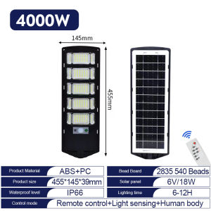 LIKHA Ultra-Bright Solar Street Light 4000W Outdoor Waterproof IP66 Original LED Street Light Dusk to Dawn Solar Parking Lot Lights with 3 Modes Motion Sensor Remote Control