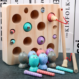 Toys for Kids/Baby Fishing And Insect Game Set Toys Learning Number Wooden Magnetic Montessori Educational Toy
