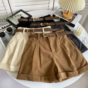 Casual Versatile Half Elastic High Waist Autumn and Winter Wide Leg Shorts