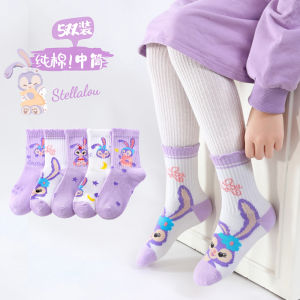 Pure Cotton Mid-Calf Thin Socks for Girls Boys Baby Cartoon Autumn Children Socks Comfortable Breathable Anti-Slip Soft Fabric
