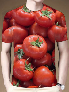 เสื้อยืดพิมพ์ลายผักผลไม้สุดน่ารัก ทรงหลวม คอกลม แขนสั้น แฟชั่นฤดูร้อน สำหรับนักเรียน ผ้าโพลีเอสเตอร์ ความยาวปกติ