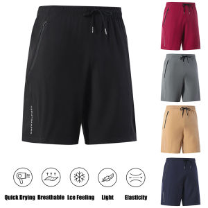 Mens Summer Sports Shorts Outdoor Fitness Loose Breathable Quick-Drying Shorts Men Running Drawstring Simple Casual Shorts