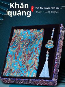 Cloud Brocade Scarf with Gourd Pendant Set Chinese Style Embroidery Gift