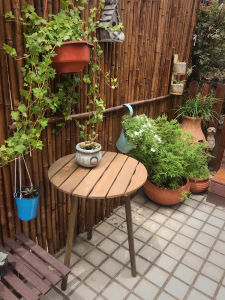 Retro Style Balcony Dining Table Set Miniature Home Use Weathered Wood round Tea Table Three-Piece Combination Casual Coffee Table