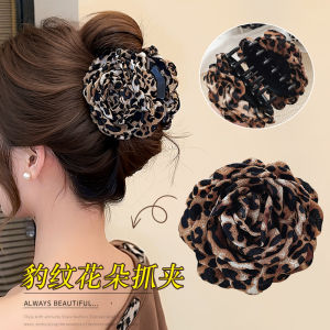 กิ๊บติดผมลายเสือดาวดอกไม้สุดหรูสำหรับผู้หญิง กิ๊บติดผมทรงฉลามสำหรับทำผมแบบหนีบ กิ๊บติดผมแบบหัวเข็มขัด เครื่องประดับผมแฟชั่น