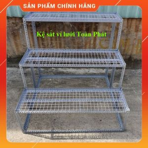 Kệ sắt V lỗ bậc thang 3 bậc Khung làm bằng V3 x3cm( bậc kệ làm bằng tấm vỉ sắt ) nhiều kích thước