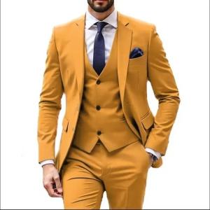 Purple 3-Piece Mens Wedding Tuxedo Set Notch Lapel Blazer Vest Pants Formal Suit for Graduation Dance Prom Male Fashion Outfit