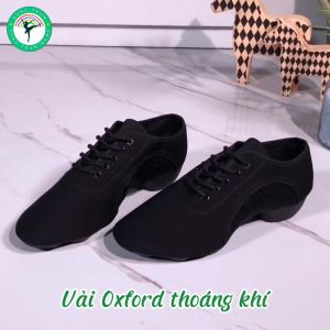 Giày khiêu vũ nữ 3cm vải Oxford êm ái đế cao su chống trơn trượt KV30
