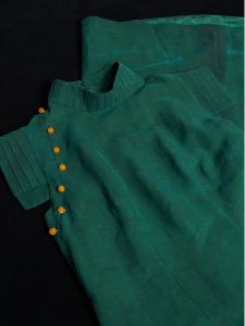 New Chinese Style Green Improved Version Cheongsam Dress Womens Early Spring New Stand Collar Oblique Flap Button National Style Skirt