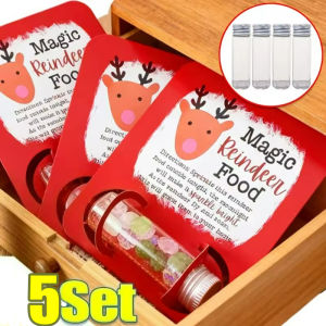 ชุดของขวัญของหวานการ์ดกระดาษคริสต์มาส5ชุดของขวัญห่อแพคเกจลูกกวาดขวดขนาดเล็กมายากลกวางเรนเดียร์อาหารชุดของขวัญงานเลี้ยงปีใหม่สำหรับเด็ก