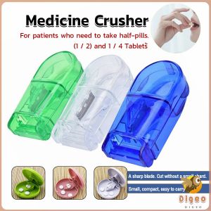 Digeo Square Round Transparent Pill or Tablet Cutter with Medicine Storage
