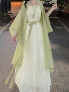 Qiongyu Ge Song Dynasty Hanfu Women's Long Dry Temple Plane Sleeve Pleated Skirt Summer Style Retro Court Fashion