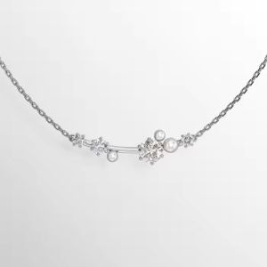 💖Swarovski💖(New)Constella Rose Gold Round Cut White Pearl Diamond Pendant Necklace S925 Sterling Silver Womens Fashion Necklace Hypoallergenic Non-allergenic Valentines Day Gift Birthday Gift for Girlfriend Bestie