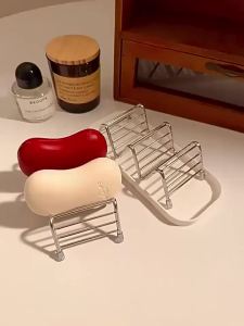 Stainless Steel Soap Dish with Drain Tray Wave Soap Holder for Bathroom Countertop Removable Drip Tray Soap Saver Rack Stand