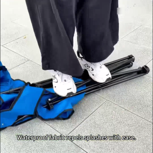 VOVOVA Camping Chair with Canopy Foldable Lightweight Outdoor Indoor Use Quad-Style Arm Rest Portable Heavy Duty Beach Fishing Chair with Backrest Leisure Recliner Sunshade Cover