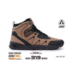 Aerostreet 40-43 Active High Hitam Coklat Oranye -Sepatu Sneaker Boots