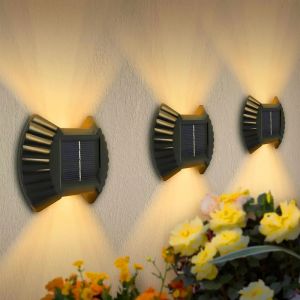 Solar Wall Lamp Waterproof Outdoor LED Sunlight Powered Up and Down Luminous Lighting Garden Yard Decorative Landscape Lights