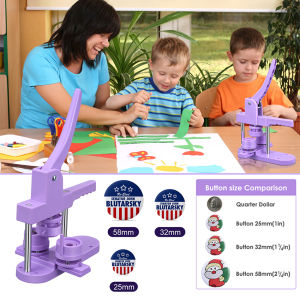 Upgraded Rotating Button Badge Maker Machine DC-108 Button Press Machine 253258mm mold DIY Badge Pin Maker Machine Kit with 300pcs Badge Parts