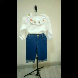(LOLI-JKT) BS- 457 SETELAN ANAK CEWEK KERAH KARTUN SIZE 100-140