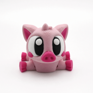 Flexi Piggy Articulated Fidget Toy Desk Buddy. Pink pig with large eyes movable limbs and textured surface. Suitable for desk use.