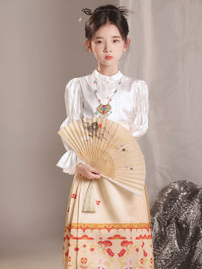 New 2025 Spring Autumn Childrens Hanfu Set Girls Cheongsam Skirt Traditional Chinese Style National Trend Top for Kids