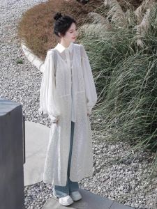 French Hollow out Knitted Thin Long Sleeveless Split Summer Top Womens Vacation Style Overlap Shirt V-neck Single Button Closure