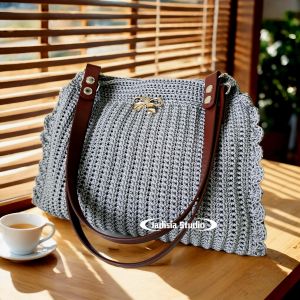 Handmade Crochet Bag | Bow Accent | Vintage Shoulder Tote | Elegant Casual Handbag ✨手工编织包 | 蝴蝶结装饰 | 优雅肩背包 | 百搭休闲手提包