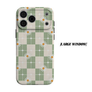 green daisy checkered Phone Case for iPhone 18 17 16 15 14 13 12 11 Air Pro Max Plus Double-layer Cover